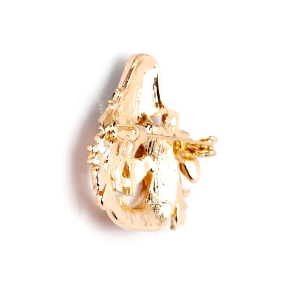 Gold plated Orange and black crystal Jack o lantern witch necklace/brooch - Picture 7 of 12